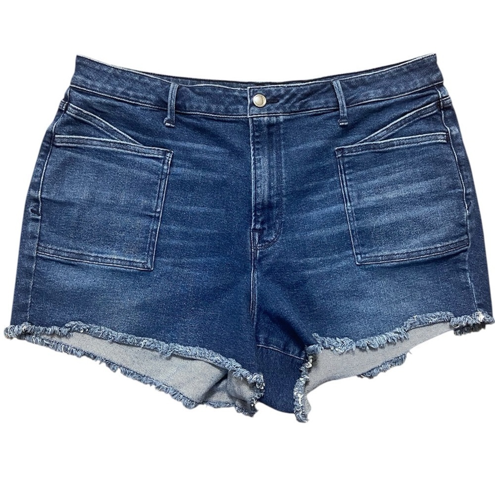 Good‎ American frayed shorts high rise stretch women Sz 18